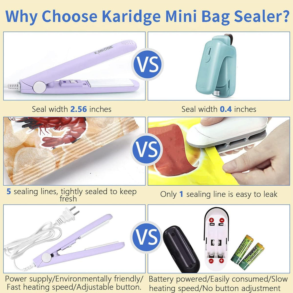Chip Bag Sealer Mini, Handheld Heat Sealer for Chip Bags and Mylar Bags, Portable Bag Resealer for Food Storage - Purple