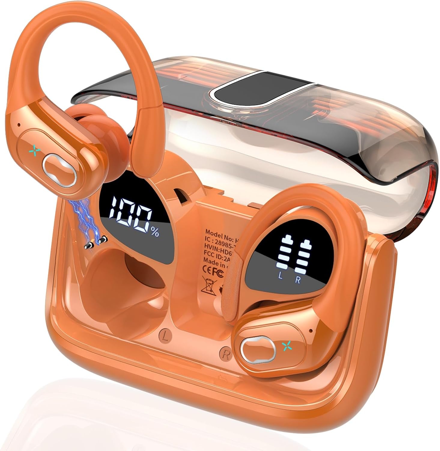 Wireless Earbuds 75Hrs Bluetooth 5.4 Headphone Sport, 2026 Bluetooth Earbuds Stereo Deep Bass over Ear Bud with Earhooks, ENC Noise Cancelling Mic, IPX7 Waterproof Earphone for Gym/Workout, Rose Gold