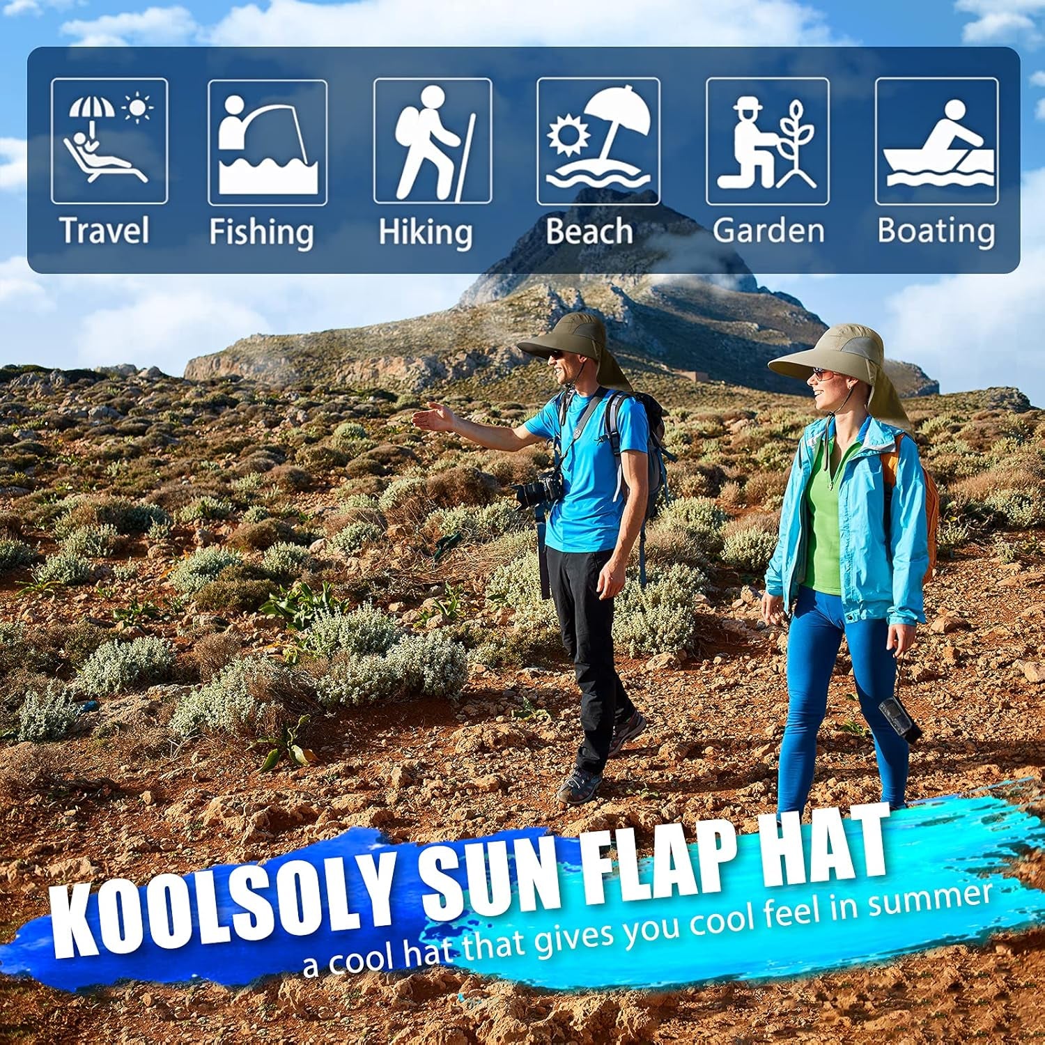 Outdoor Sun Hat for Men with 50+ UPF Protection Safari Cap Wide Brim Fishing Hat with Neck Flap, for Dad…