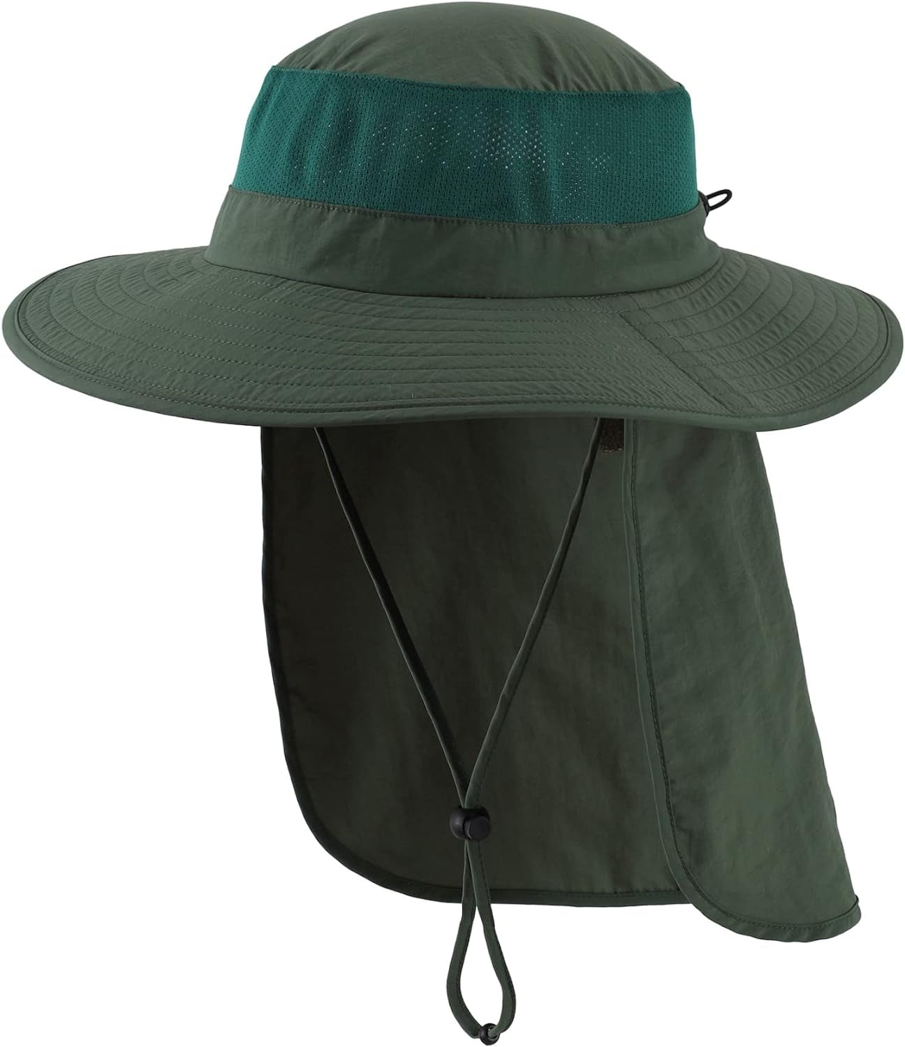 Outdoor UPF50+ Mesh Sun Hat Wide Brim Fishing Hat with Neck Flap Sun Hat for Men Women