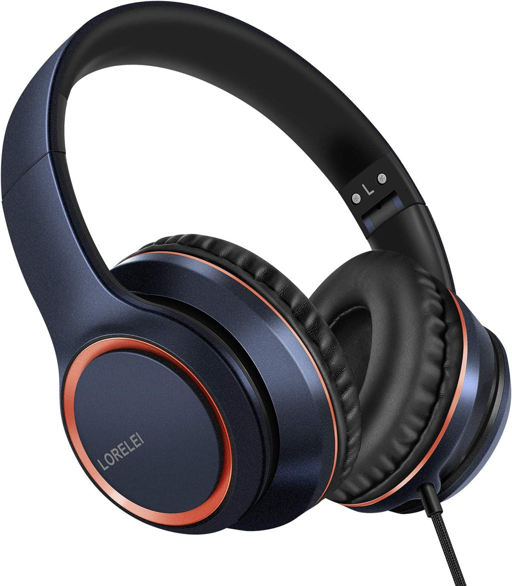 X8 Over-Ear Wired Headphones with Microphone with 1.45M-Tangle-Free Nylon Line&3.5Mm Plug,Lightweight Foldable & Portable Headphones for Smartphone,Tablet,Computer,Mp3/4(Space Black)