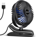 USB Clip on Fan, Portable Small Fan with Cord Powered, 3 Speeds Strong Airflow, with Sturdy Clamp, Quiet Personal Desk Fan