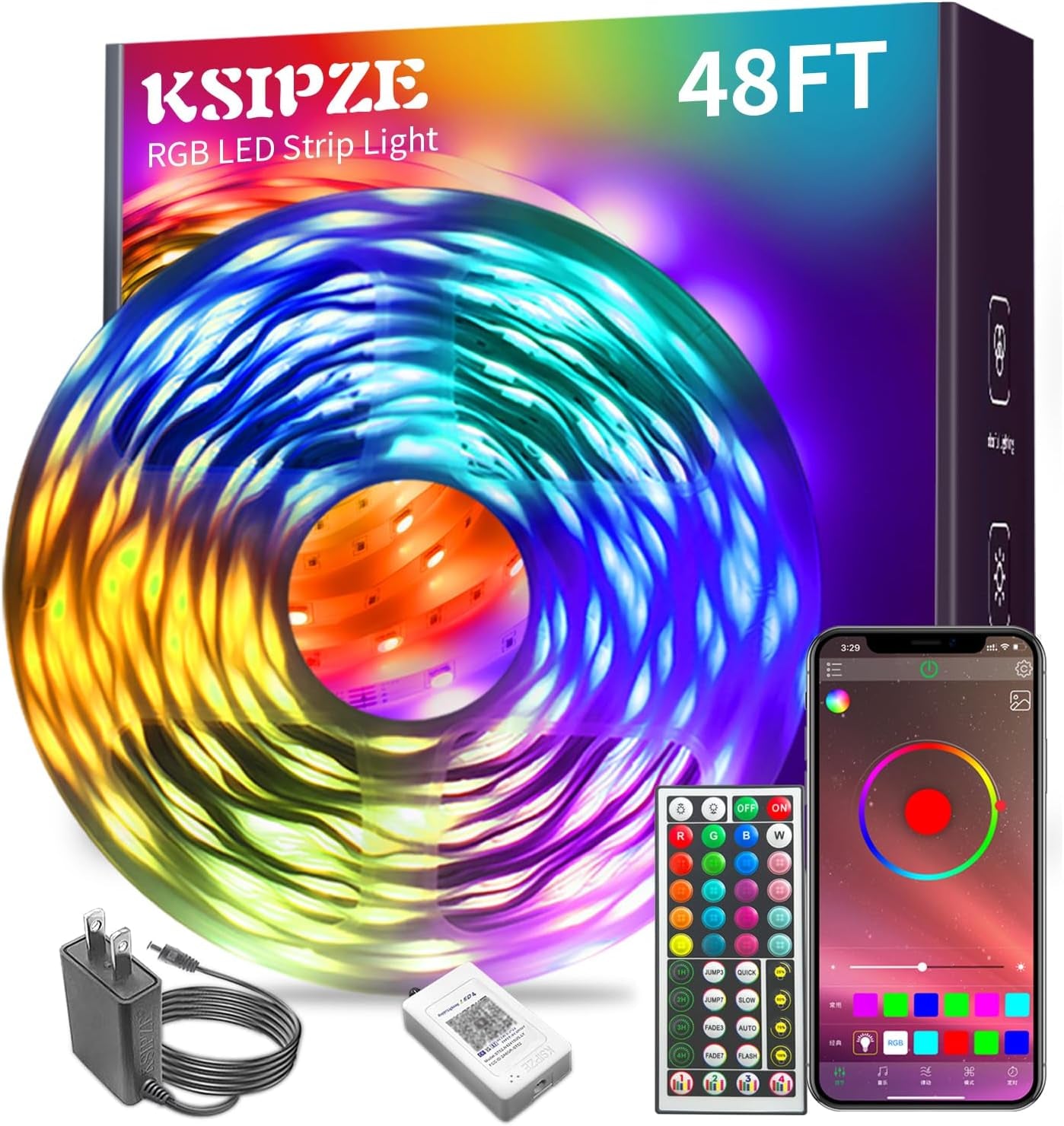 100Ft Led Strip Lights RGB Music Sync Color Changing Led Lights with Smart App Control Remote Led Lights for Bedroom Room Lighting Flexible Home Décor