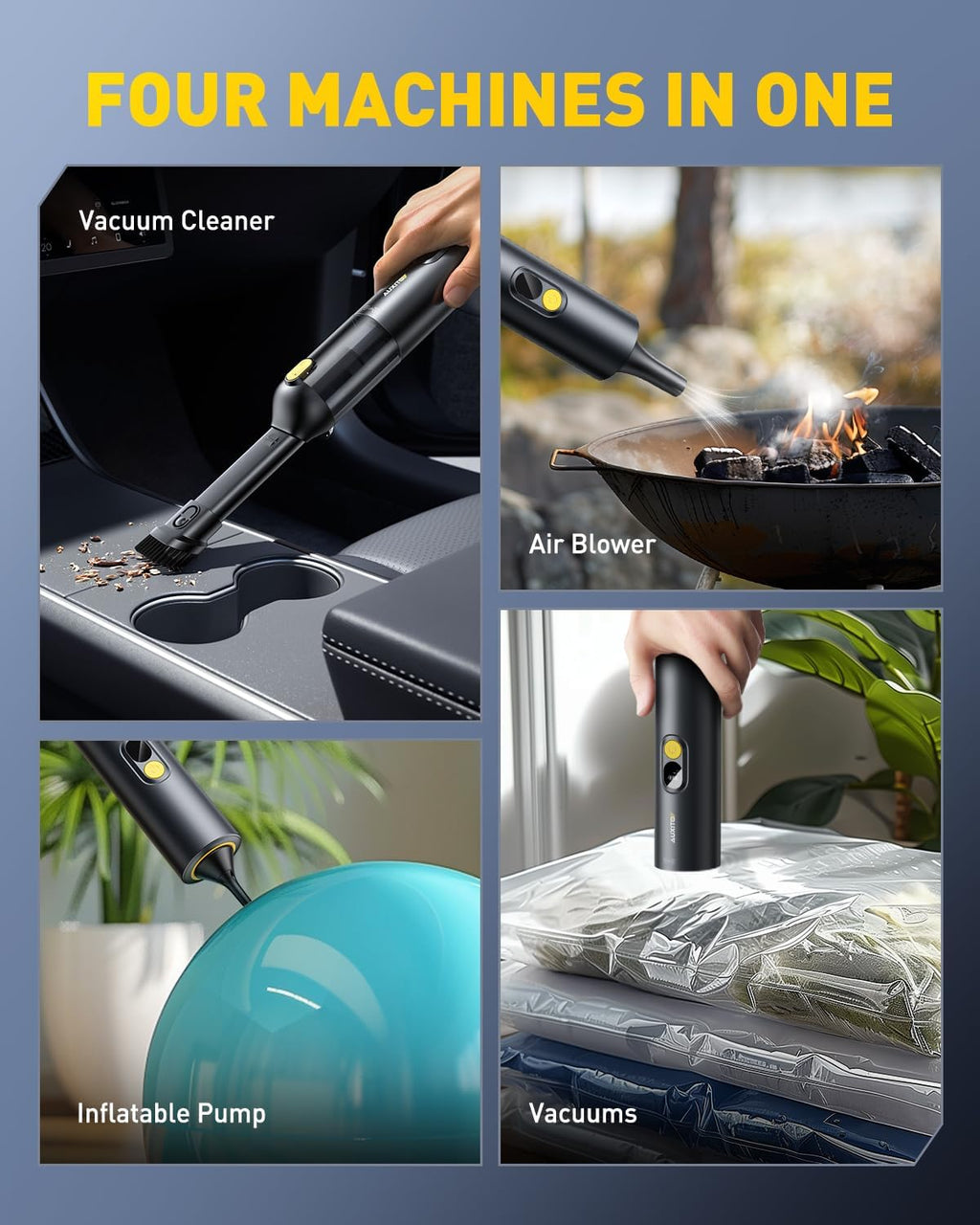 Car Vacuum Portable Cordless 14000Pa Suction, Handheld Vacuum Blow & Suction 2 in 1, Small Vacuum Cleaner Hand Held Vacuum for Car, Home, Pet, Office, Ideal Gifts for Men & Women (Black)