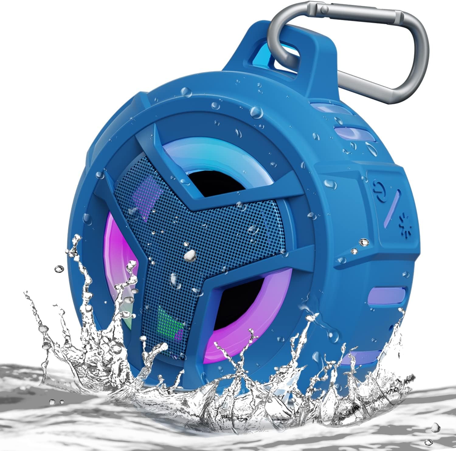 Bluetooth Shower Speaker, Portable Bluetooth Speakers, IP67 Waterproof Wireless Speaker with LED Light, Floating, 2000Mah, True Wireless Stereo for Kayak, Beach, Gifts for Unisex -Black