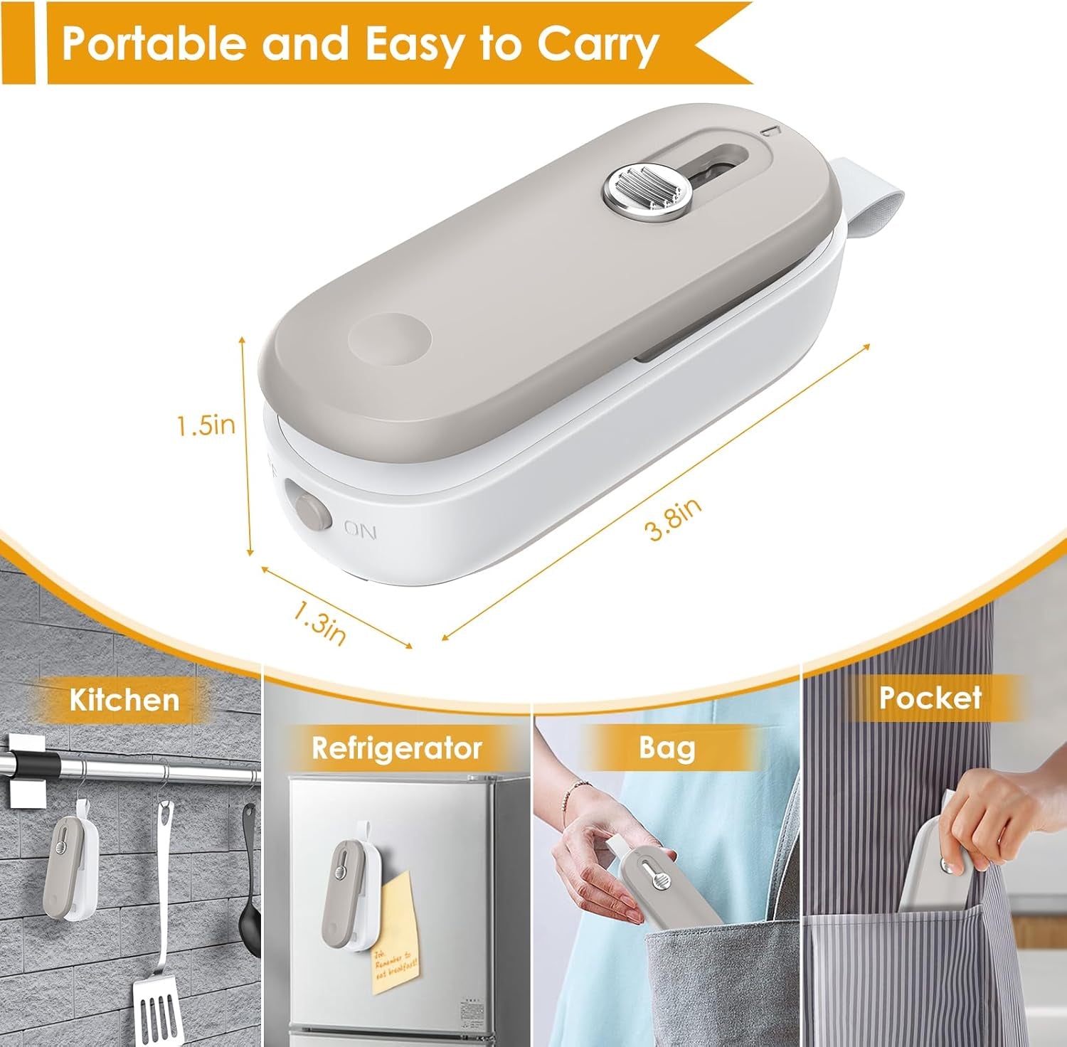 Mini Bag Sealer, Bag Sealer with Cutter 2 in 1 Heat Sealer, Portable Chip Sealer Handheld Food Sealer Mini Sealing Machine for Plastic Bags Chip Bags Food Storage (Battery Included)