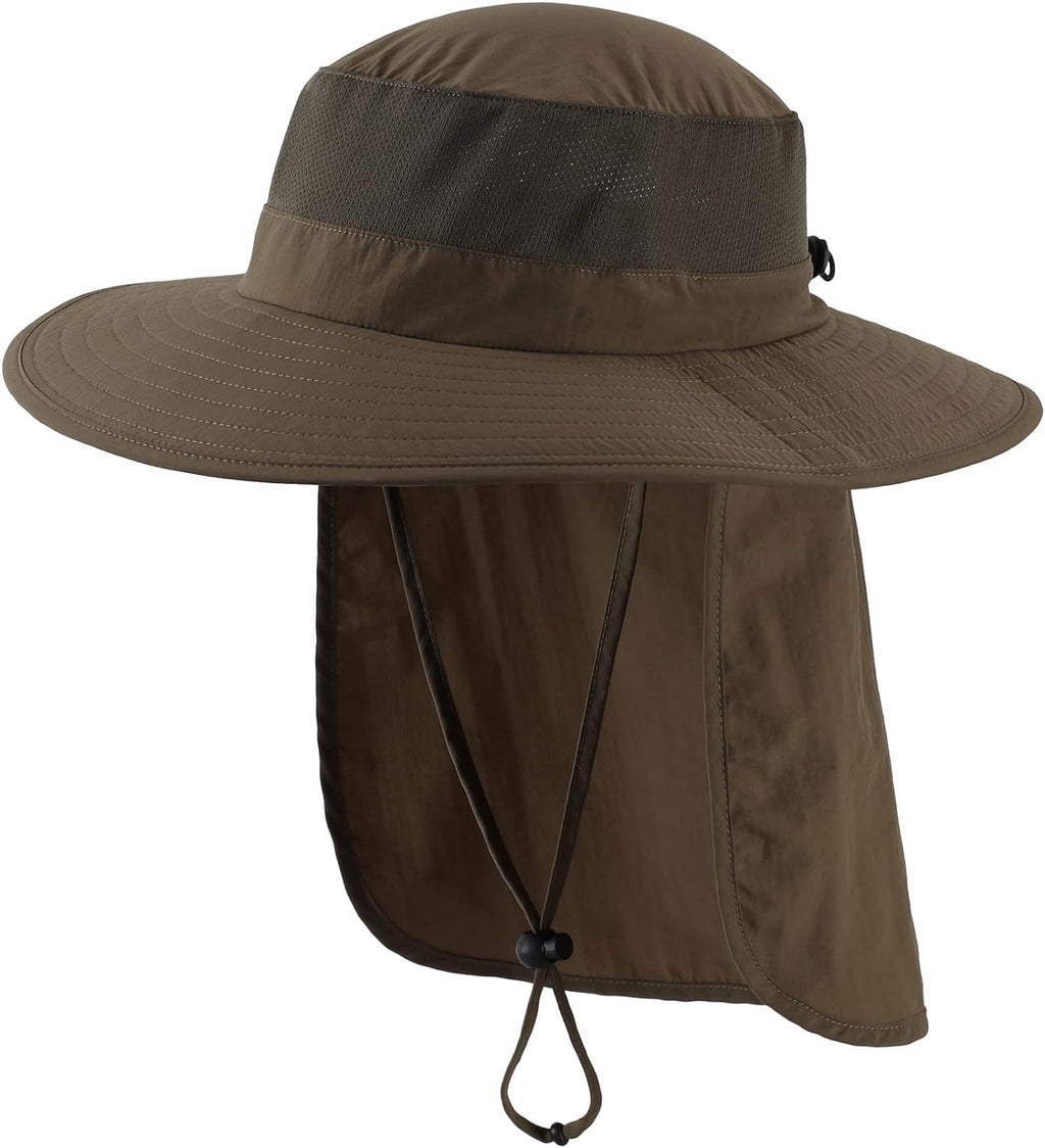 Outdoor UPF50+ Mesh Sun Hat Wide Brim Fishing Hat with Neck Flap Sun Hat for Men Women