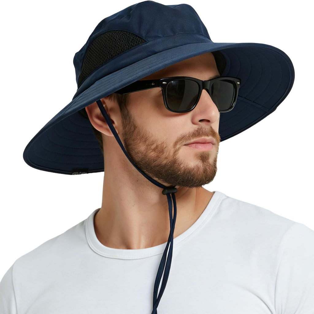 Wide Brim Sun Bucket Hat, Waterproof Boonie Hat for Men & Women | UPF 50+ UV Protection, Adjustable Fit, Chin Strap & Sweatband, Foldable Durable for Fishing Hiking Garden Beach