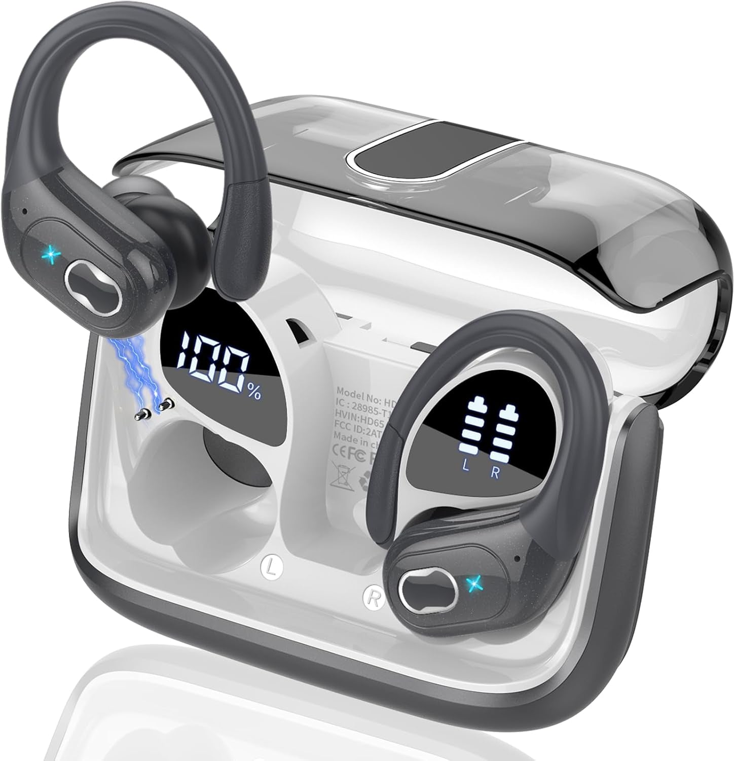 Wireless Earbuds 75Hrs Bluetooth 5.4 Headphone Sport, 2026 Bluetooth Earbuds Stereo Deep Bass over Ear Bud with Earhooks, ENC Noise Cancelling Mic, IPX7 Waterproof Earphone for Gym/Running/Workout