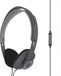 Kph30Ik Retro Style On-Ear Headphones, In-Line Microphone and Touch Remote Control, D-Profile Design, Wired with 3.5Mm Plug, Dark Grey and Black