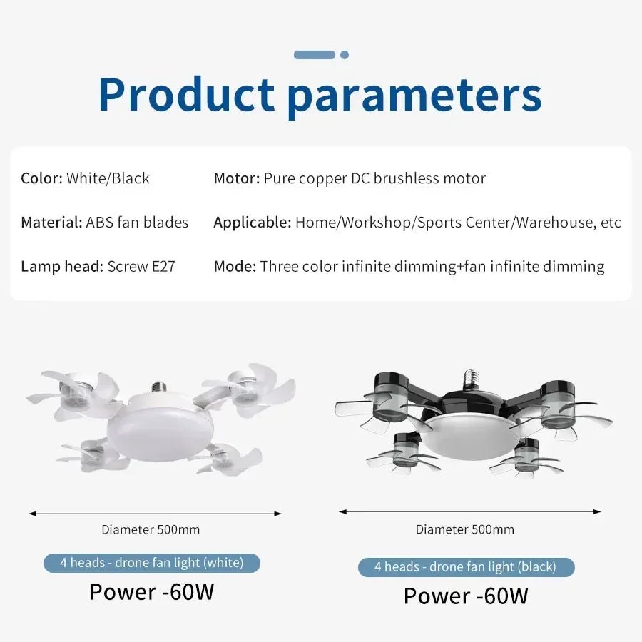 E27 2-in-1 Drone Design Ceiling Fan Light