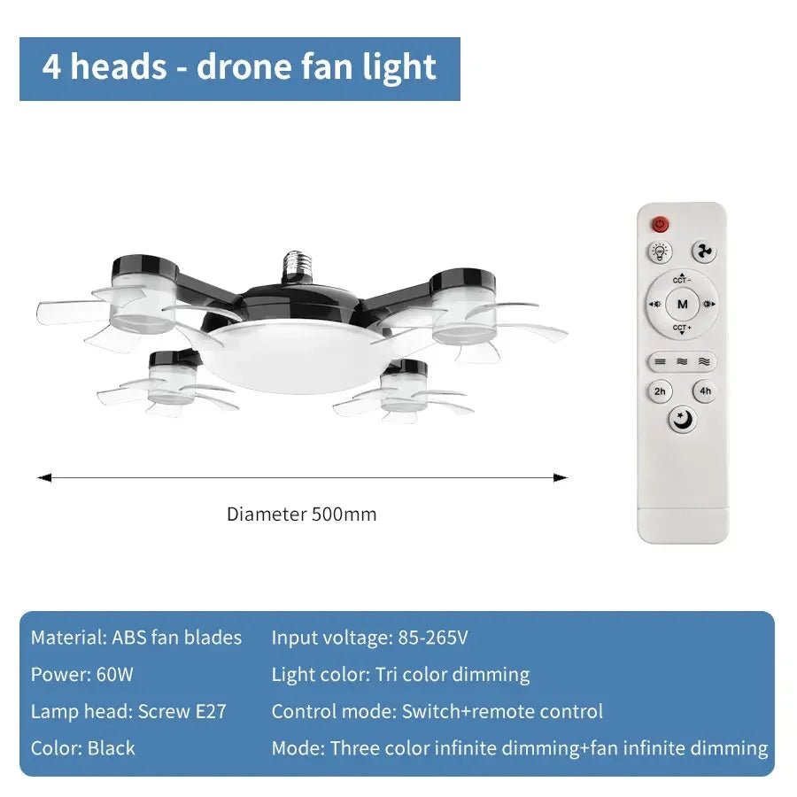 E27 2-in-1 Drone Design Ceiling Fan Light
