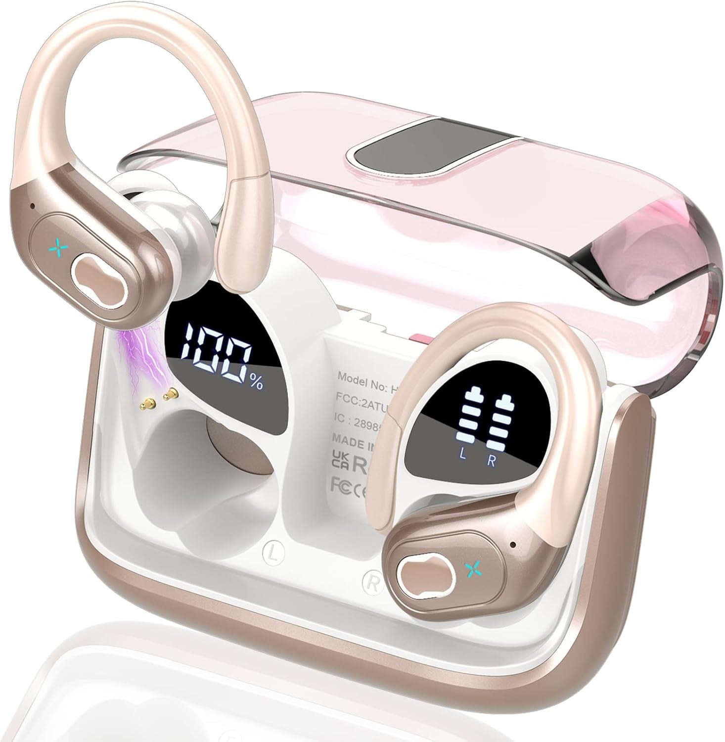 Wireless Earbuds 75Hrs Bluetooth 5.4 Headphone Sport, 2026 Bluetooth Earbuds Stereo Deep Bass over Ear Bud with Earhooks, ENC Noise Cancelling Mic, IPX7 Waterproof Earphone for Gym/Running/Workout
