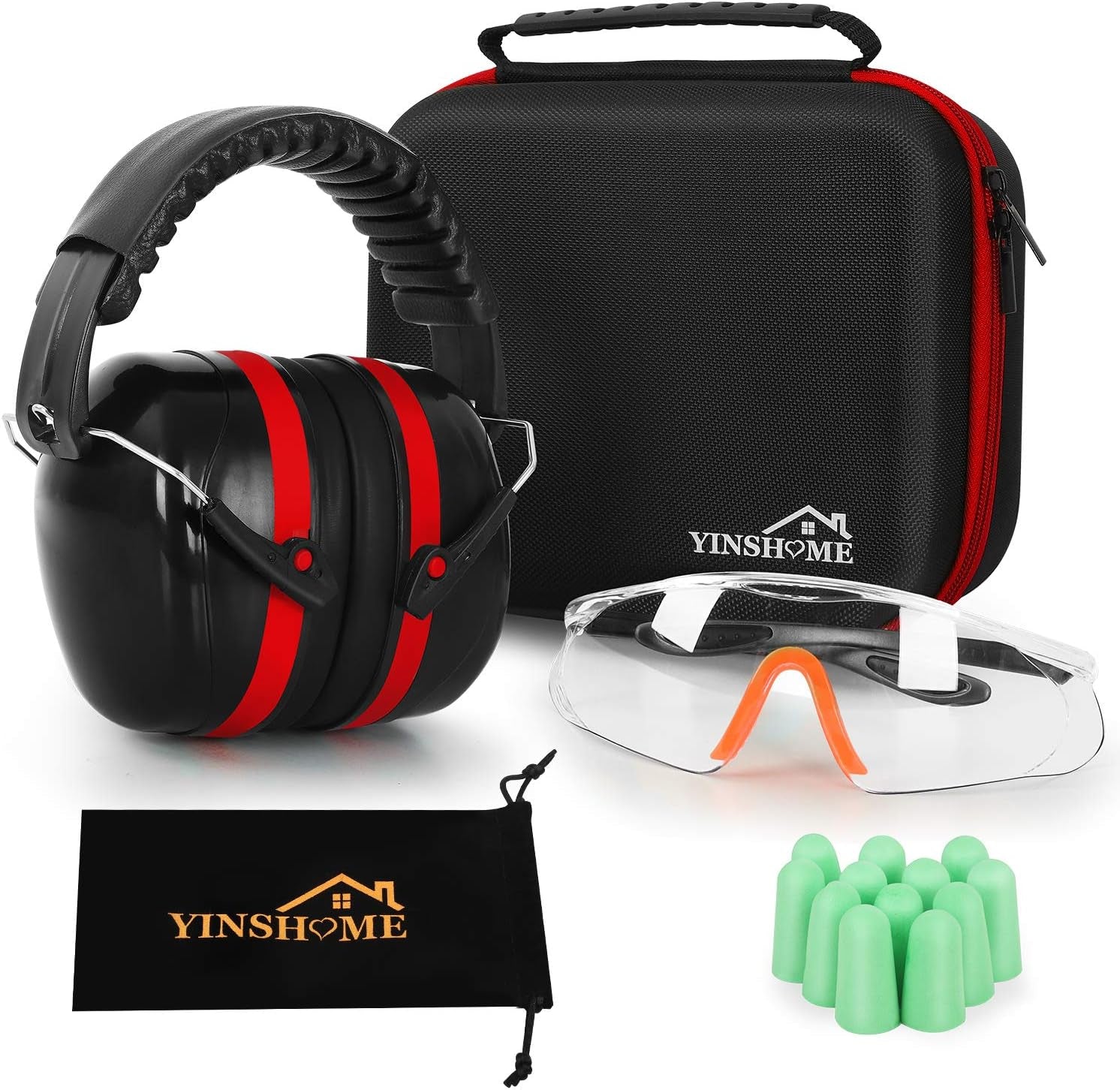 Shooting Ear Protection Earmuffs, Gun Safety Glasses, Earplugs, Protective Case