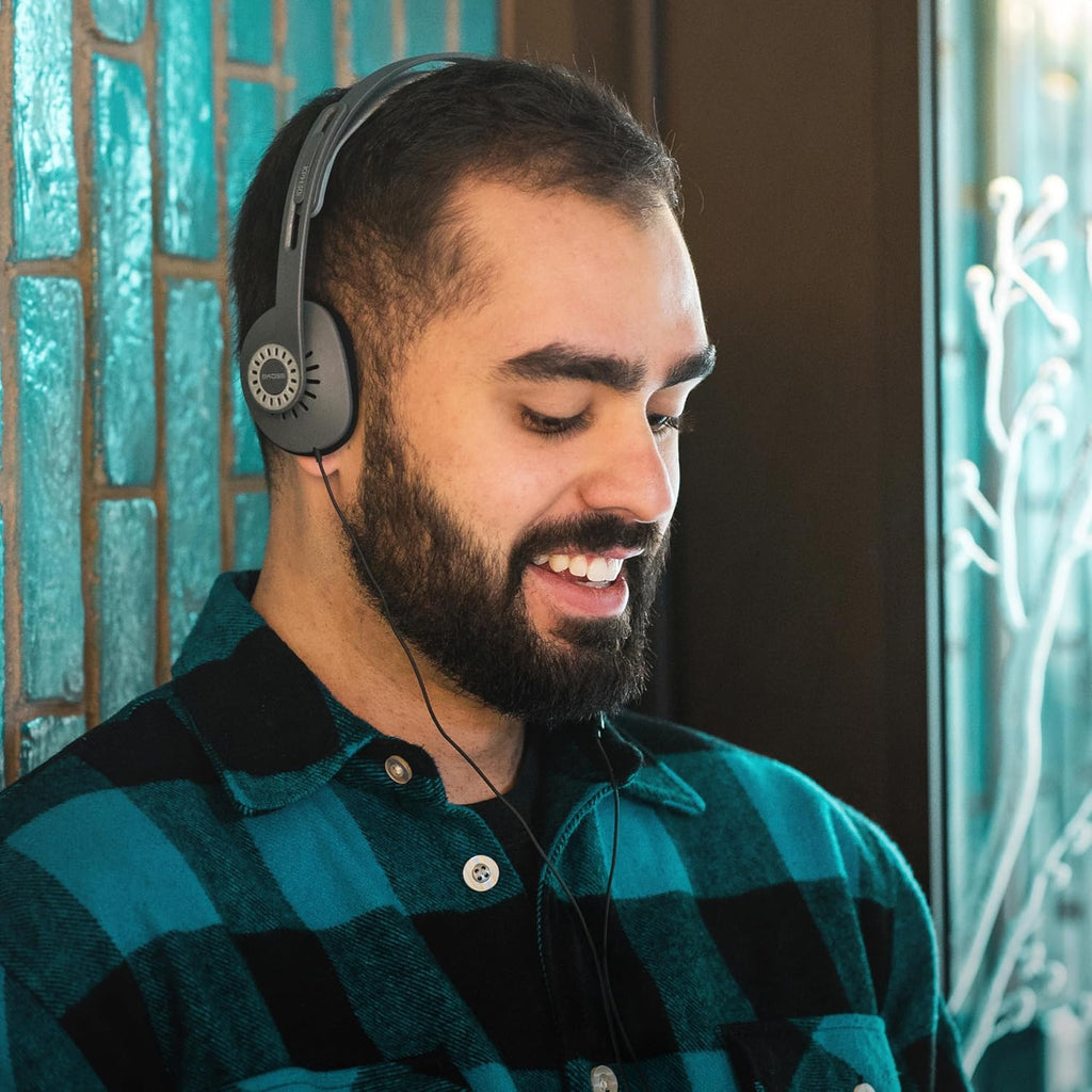 Kph30Ik Retro Style On-Ear Headphones, In-Line Microphone and Touch Remote Control, D-Profile Design, Wired with 3.5Mm Plug, Dark Grey and Black