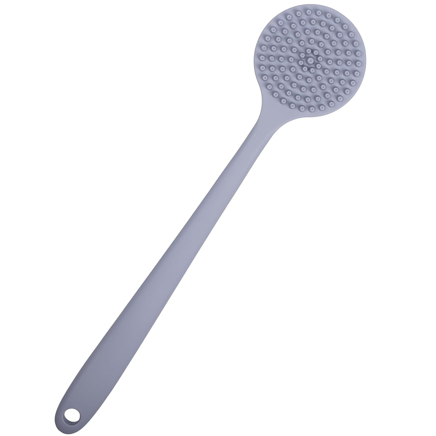 Silicone Back Scrubber for Shower Bath Body Brush with Long Handle (Gray)