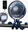 12000Mah Portable Stroller Fan, Use as Power Bank, 65H Battery Operated Fan Flexible Tripod Clip on Fans, Detachable Personal Handheld Baby Fans for Stroller, Car Seat, Desk, Treadmill (Blue)