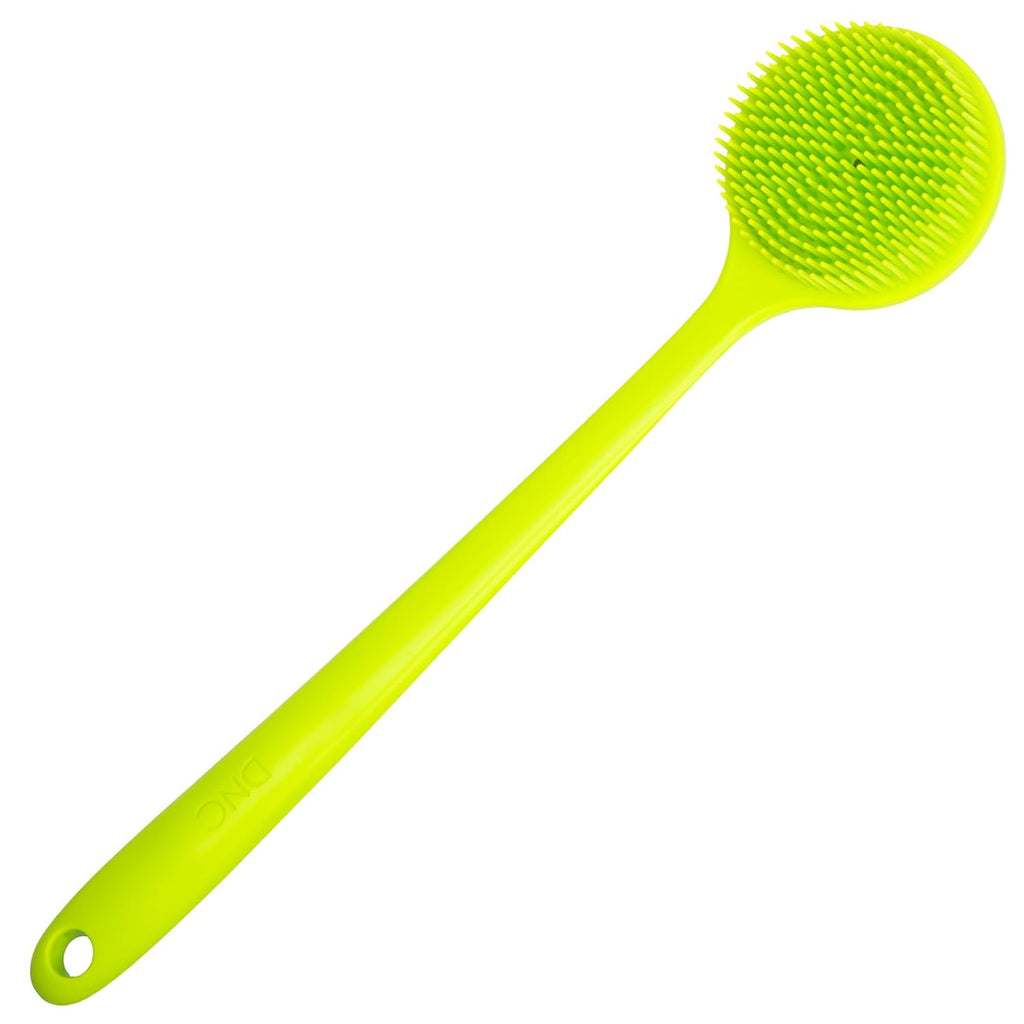 Silicone Back Scrubber for Shower Bath Body Brush with Long Handle (Gray)