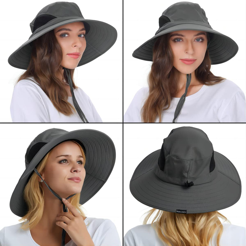 Wide Brim Sun Bucket Hat, Waterproof Boonie Hat for Men & Women | UPF 50+ UV Protection, Adjustable Fit, Chin Strap & Sweatband, Foldable Durable for Fishing Hiking Garden Beach