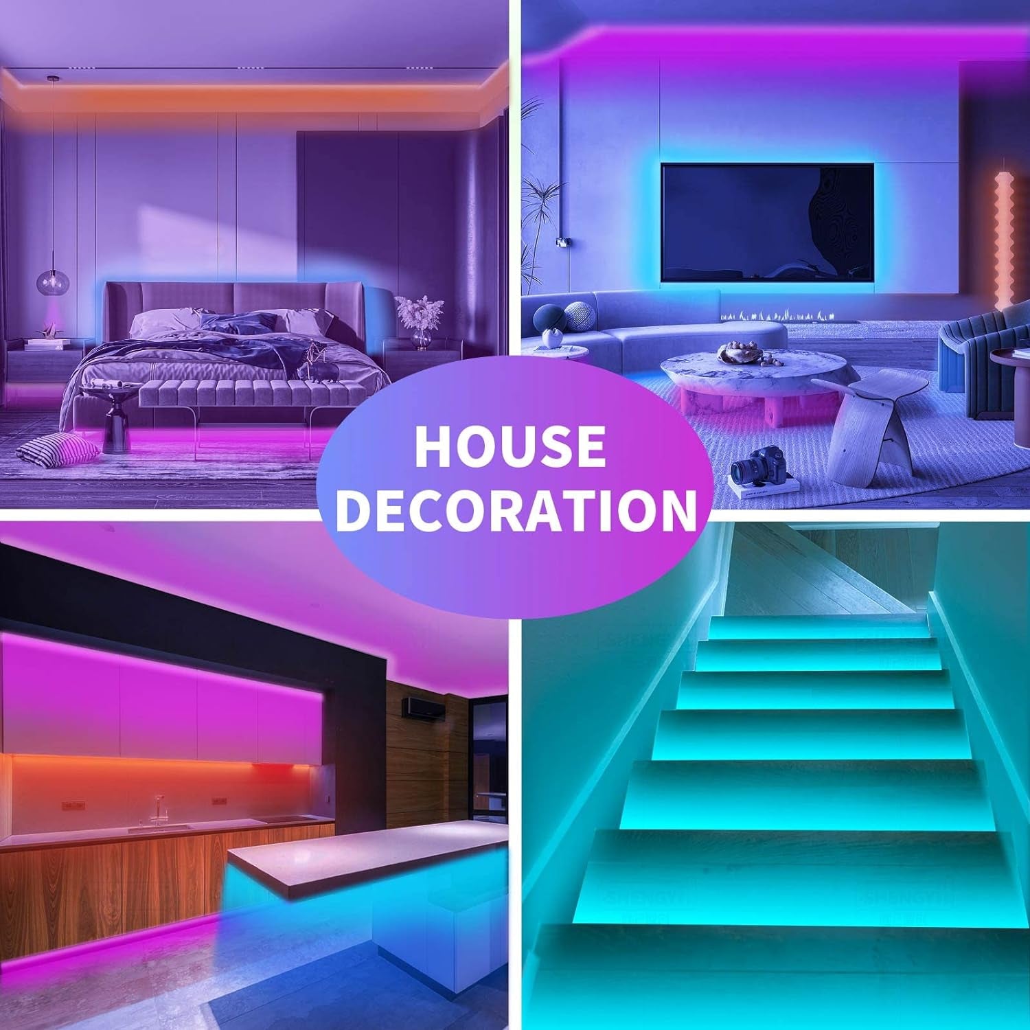 100Ft Led Strip Lights RGB Music Sync Color Changing Led Lights with Smart App Control Remote Led Lights for Bedroom Room Lighting Flexible Home Décor