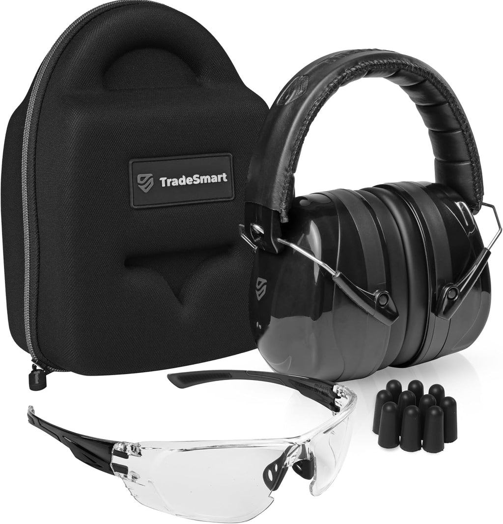 All-In-One Shooting Ear Protection - Comfort+ NRR 28 Earmuffs, Glasses & Earplugs + Carry Case
