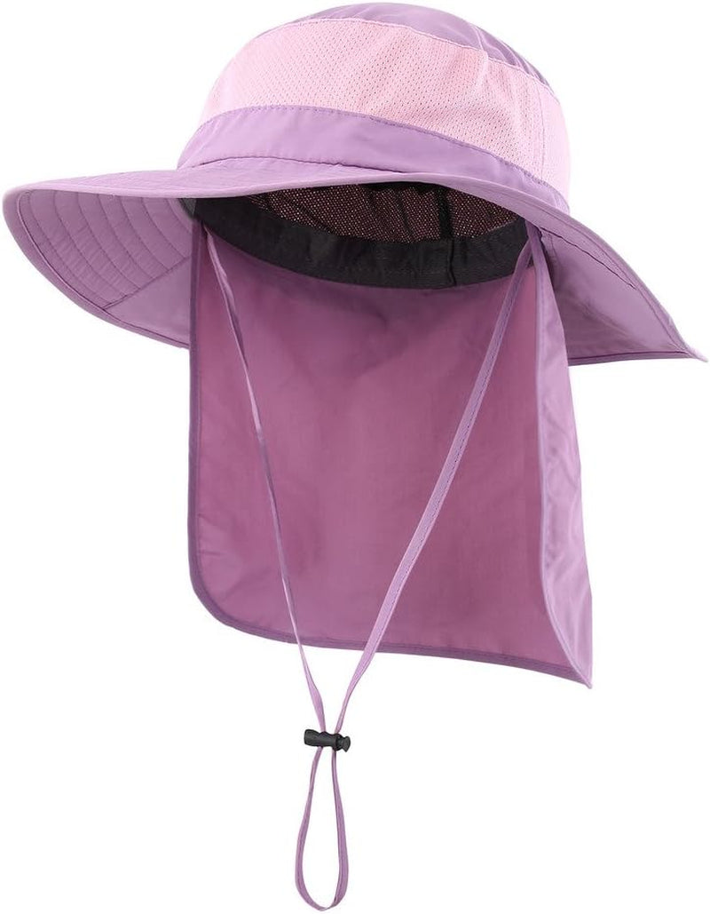 Outdoor UPF50+ Mesh Sun Hat Wide Brim Fishing Hat with Neck Flap Sun Hat for Men Women