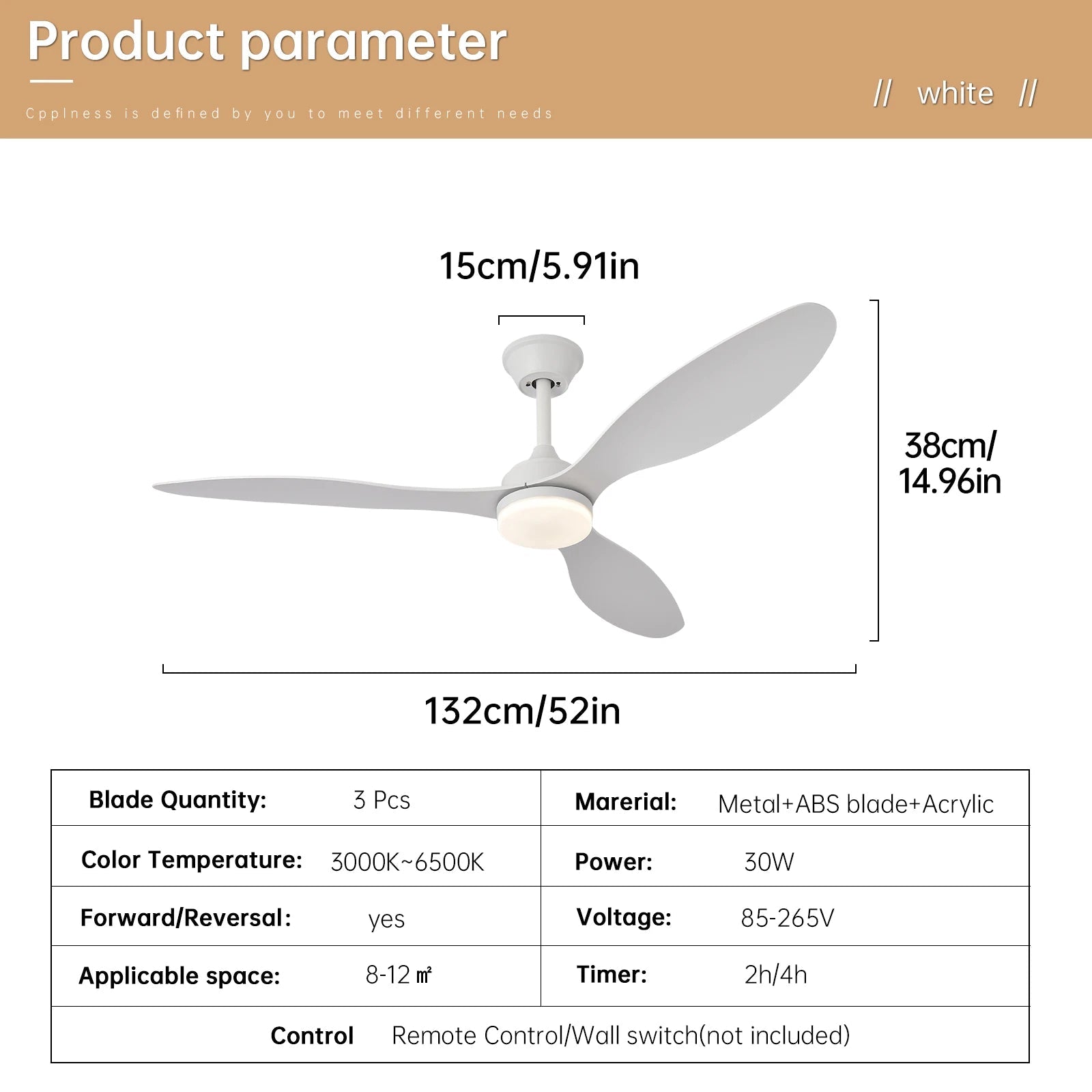 Low Profile Ceiling Fan with Light & Remote