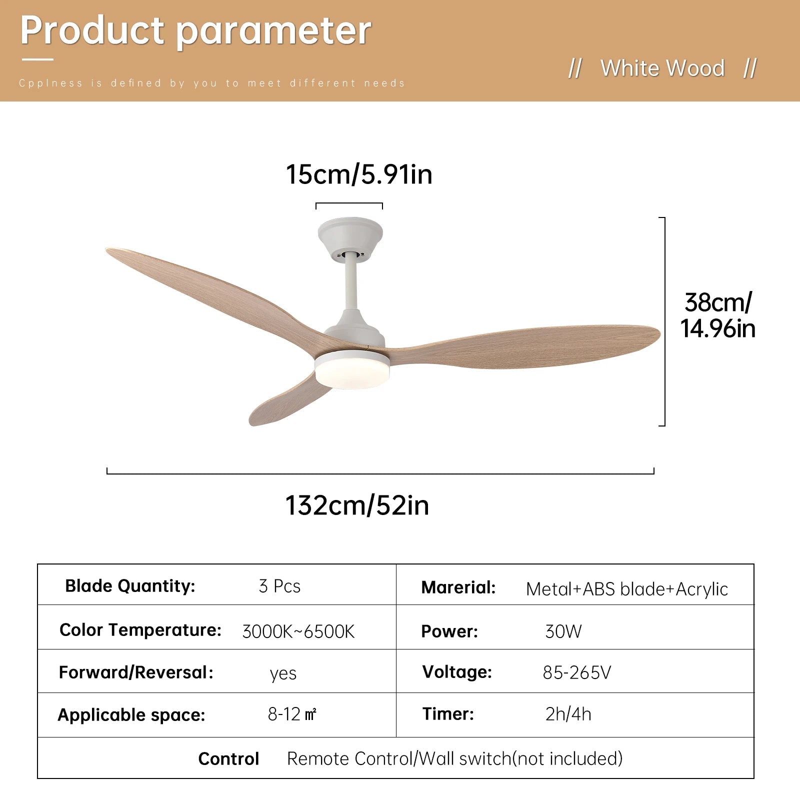 Low Profile Ceiling Fan with Light & Remote