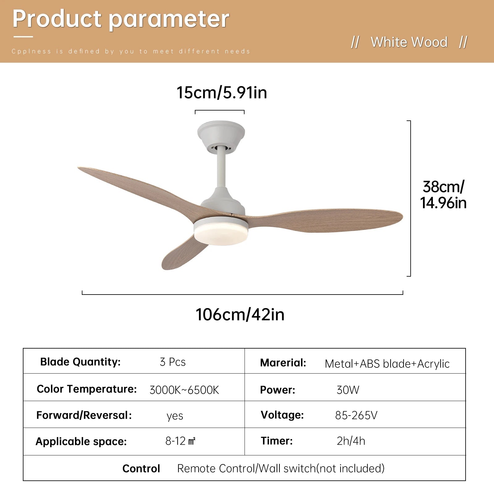 Low Profile Ceiling Fan with Light & Remote