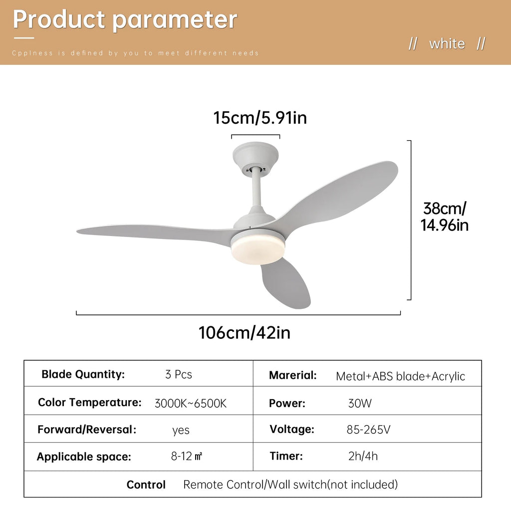 Low Profile Ceiling Fan with Light & Remote